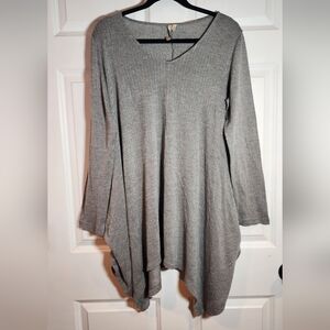 Comfy USA Black White Chevron Asymmetrical Tunic Top/Dress M